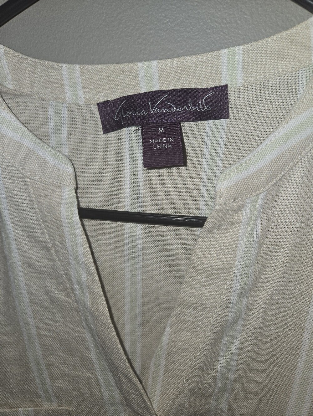 Linen Blend Button Down Women's Top, Lagenlook, Beachy, Casual, Woven, Sz Med - Picture 7 of 12